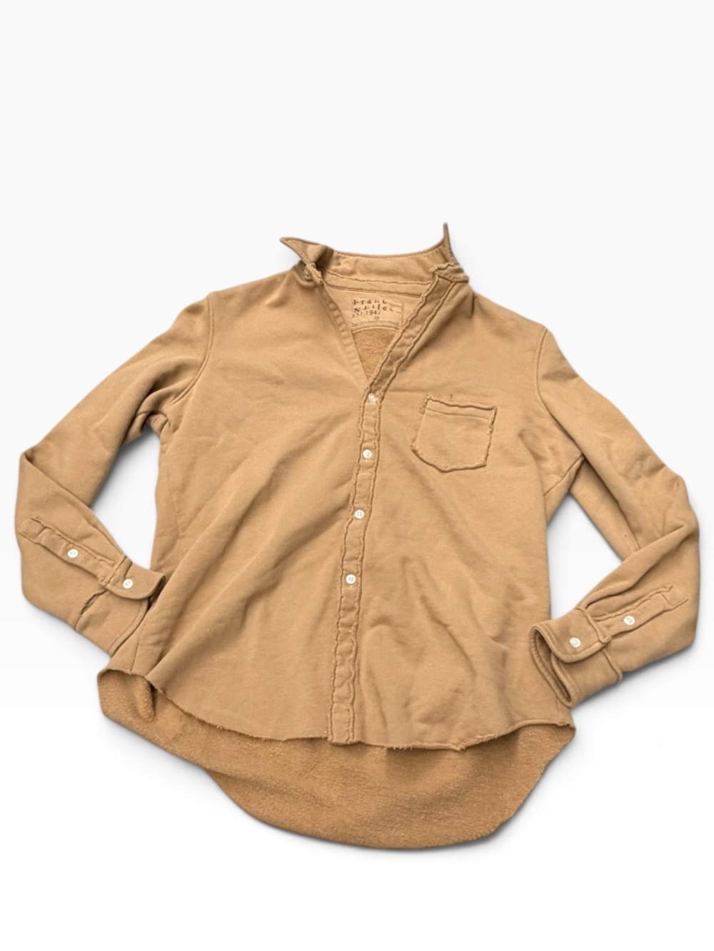 Frank & Eileen Button Down Sweatshirt Shirt Women's size M in Tan